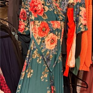 Pinkblush Teal Floral Maxi Dress